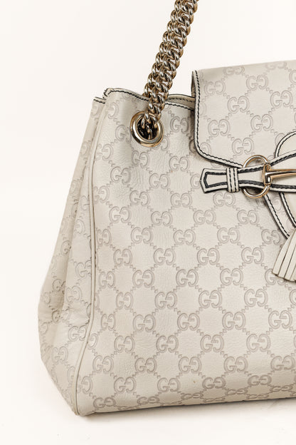 Gucci Medium Emily Off-White Guccissima Leather Shoulder Bag