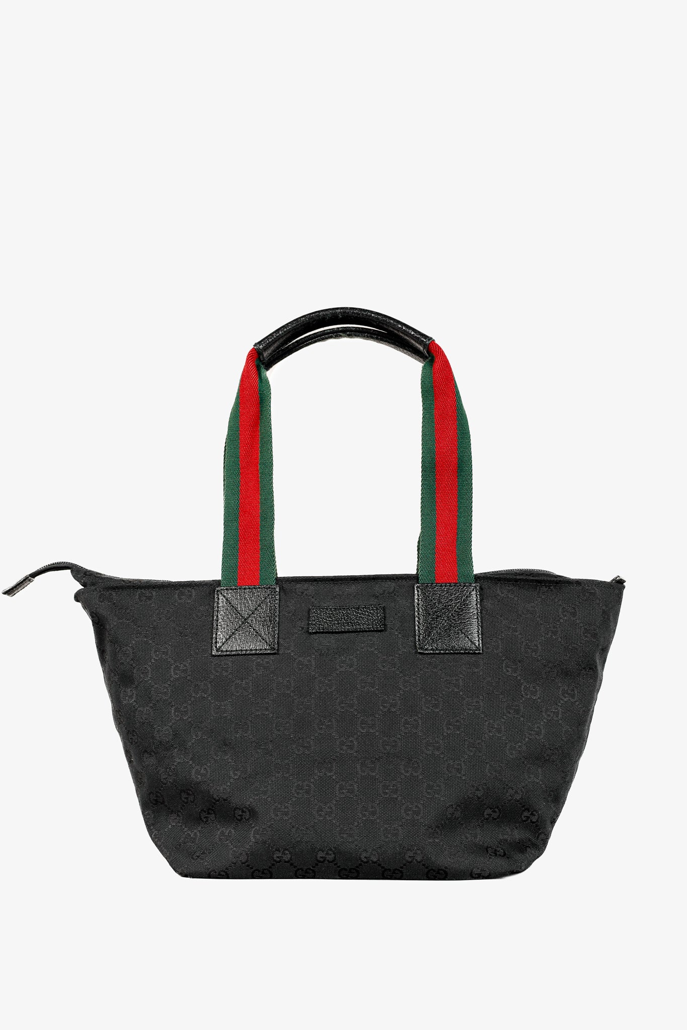 Gucci Black GG Canvas Web-Strap Small Tote