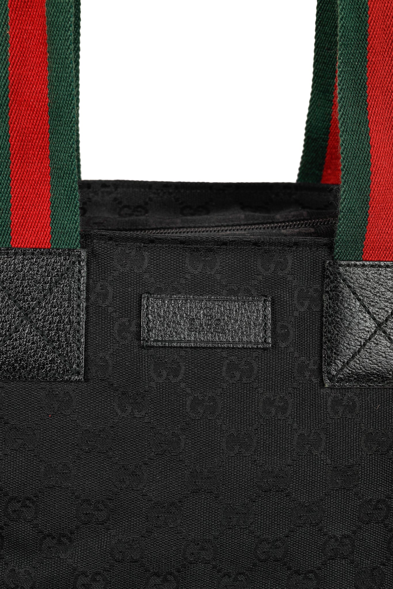 Gucci Black GG Canvas Web-Strap Small Tote