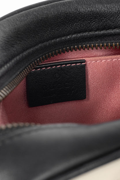 Gucci GG Marmont Black & Creme Chevron Mini Camera Bag