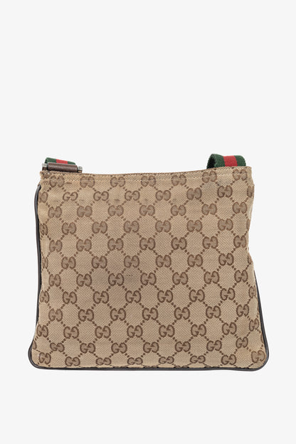 Gucci Beige GG Canvas Web-Strap Shoulder Bag