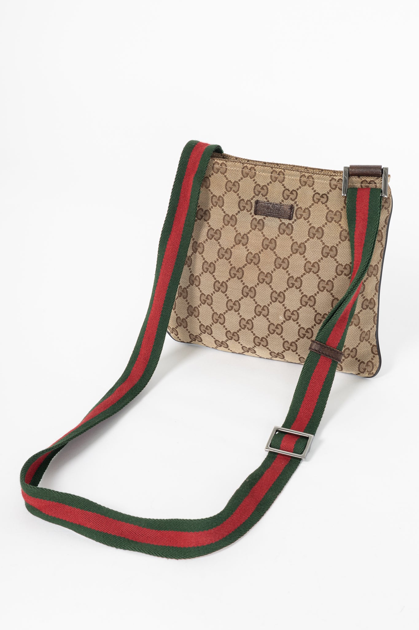 Gucci Beige GG Canvas Web-Strap Shoulder Bag