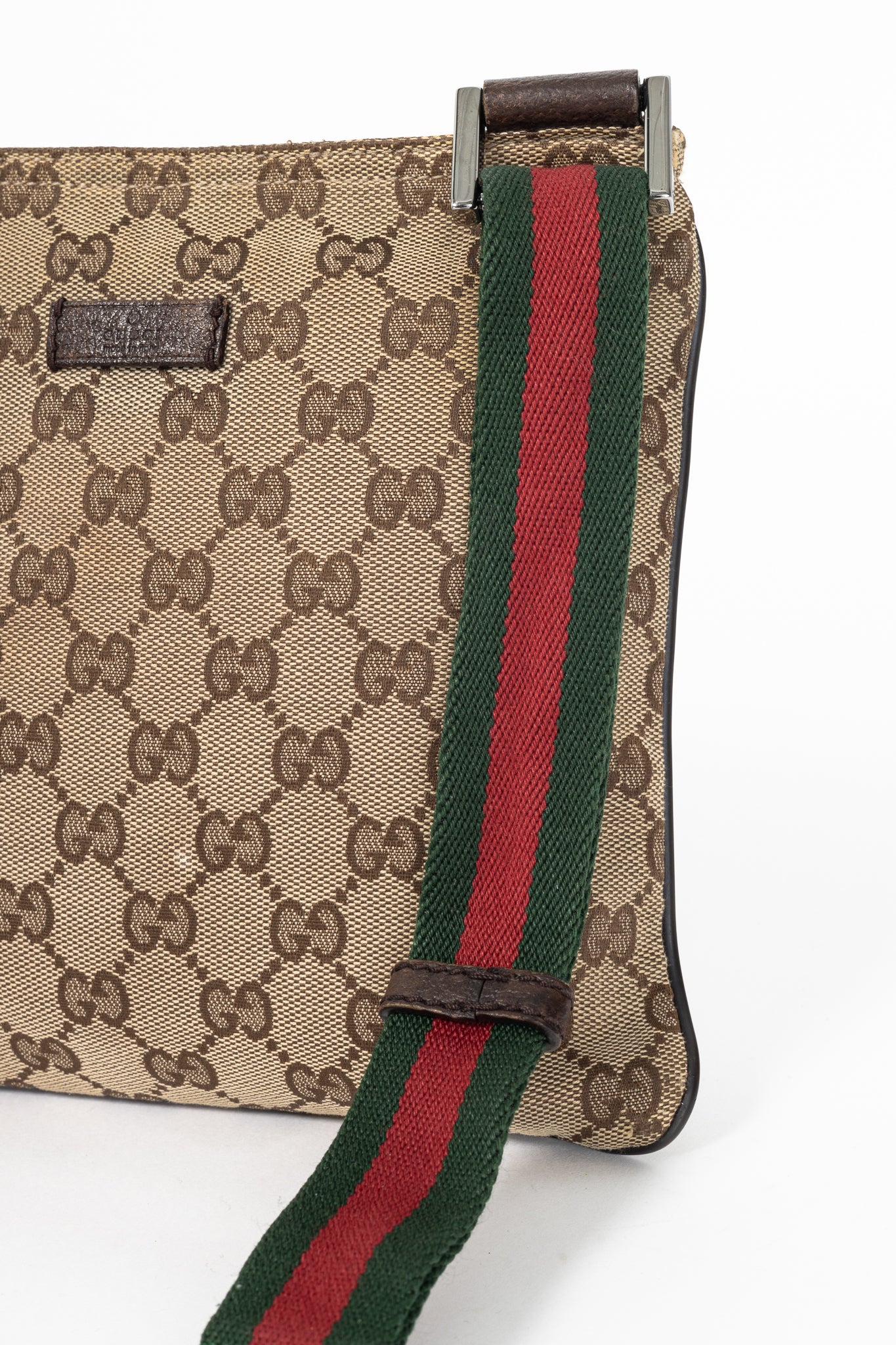 Gucci Beige GG Canvas Web-Strap Shoulder Bag