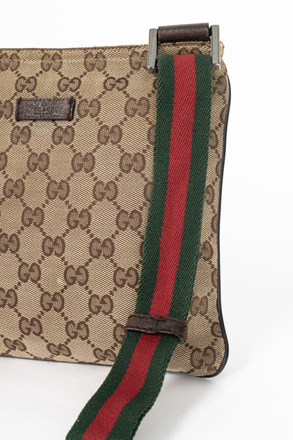 Gucci Beige GG Canvas Web-Strap Shoulder Bag