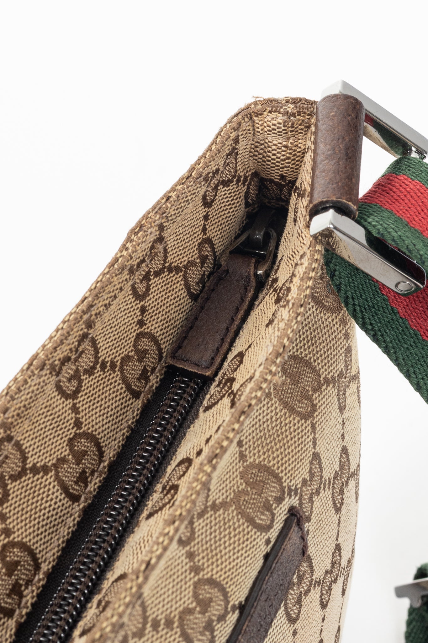 Gucci Beige GG Canvas Web-Strap Shoulder Bag
