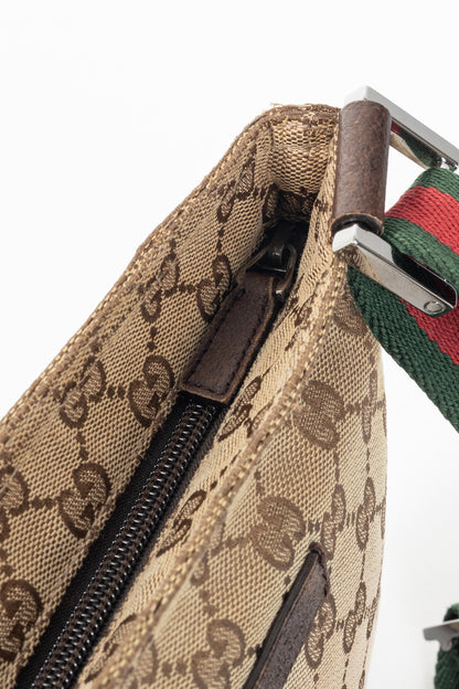 Gucci Beige GG Canvas Web-Strap Shoulder Bag