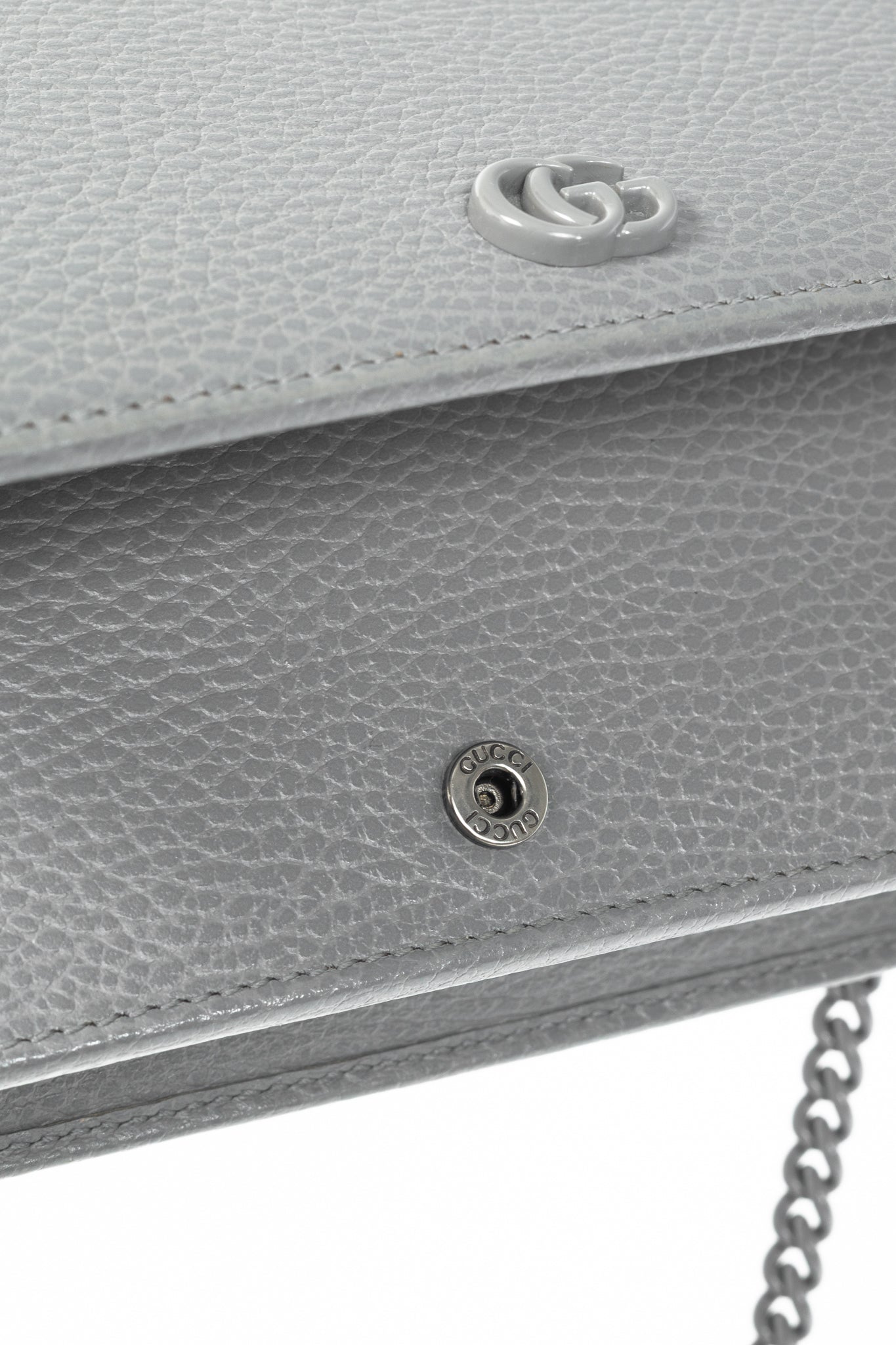 Gucci Marmont Grey Leather GG Wallet-on-Chain