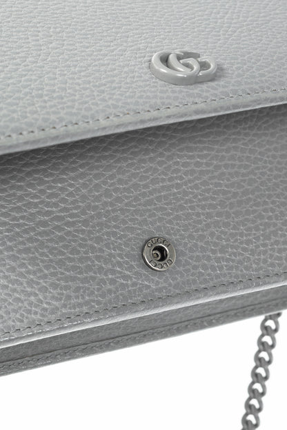 Gucci Marmont Grey Leather GG Wallet-on-Chain