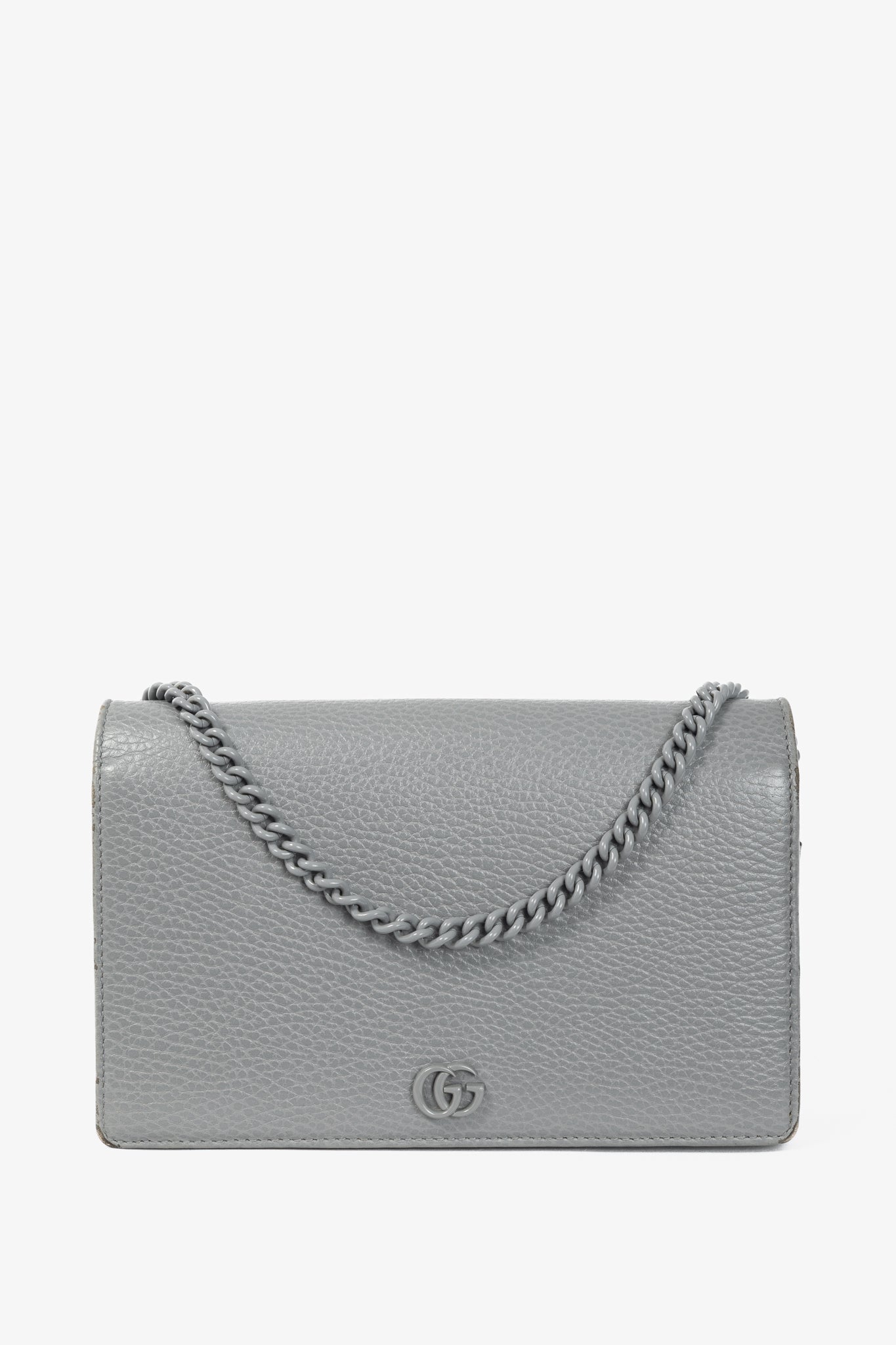 Gucci Marmont Grey Leather GG Wallet-on-Chain