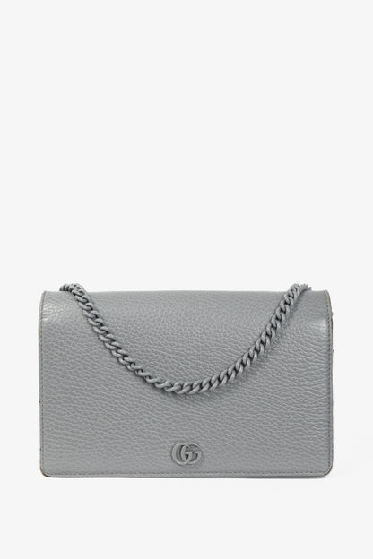 Gucci Marmont Grey Leather GG Wallet-on-Chain