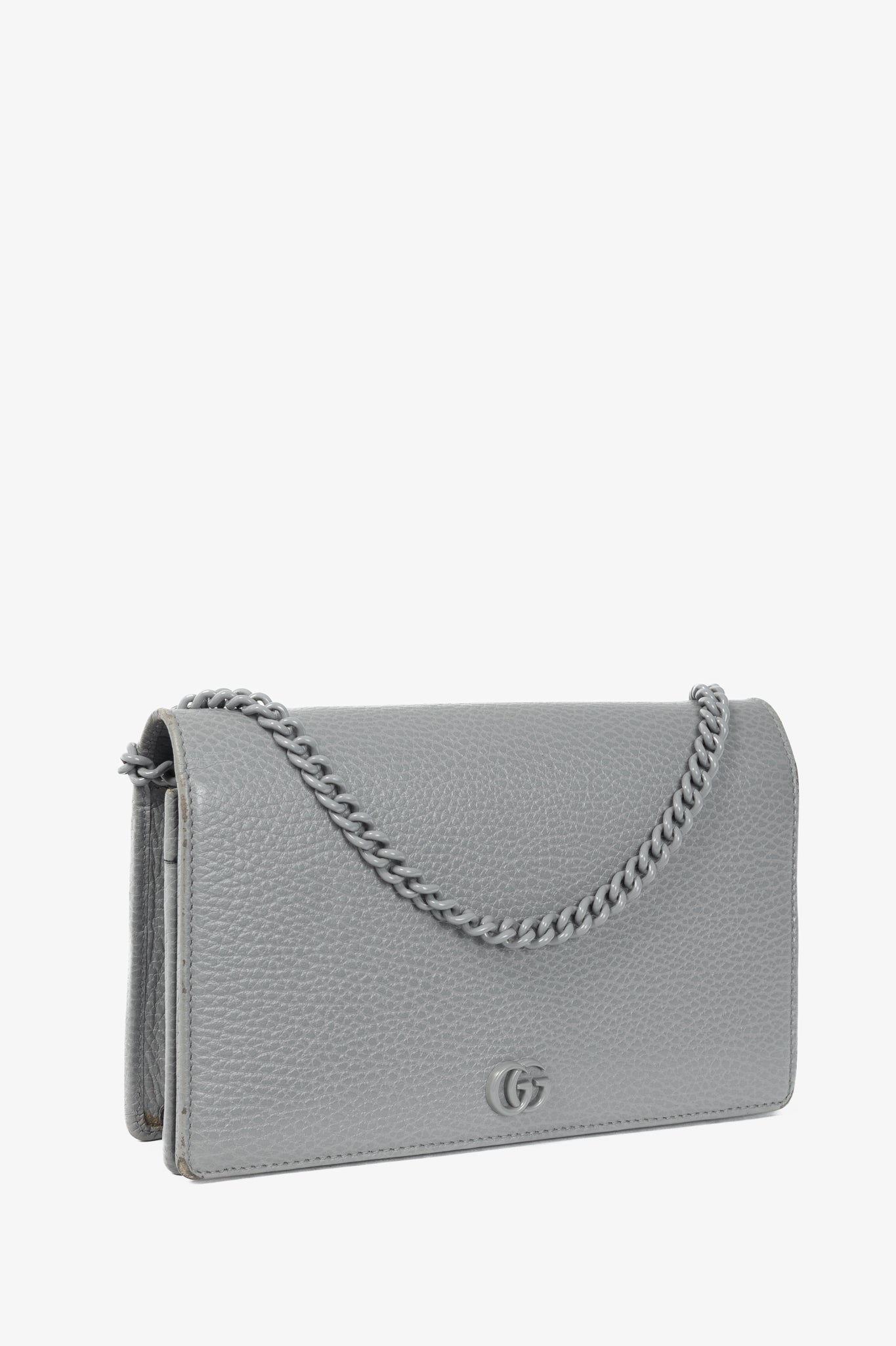 Gucci Marmont Grey Leather GG Wallet-on-Chain