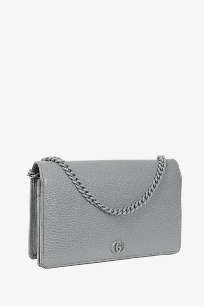 Gucci Marmont Grey Leather GG Wallet-on-Chain