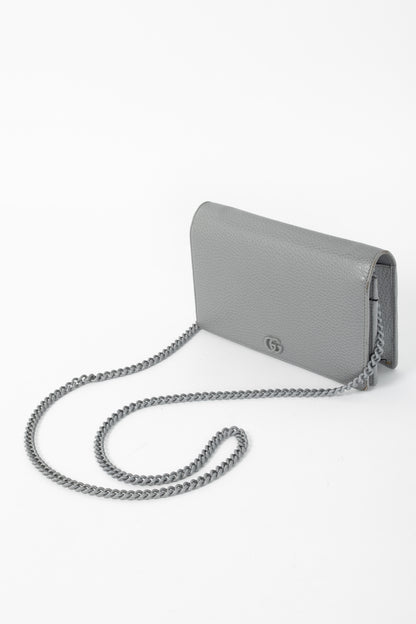 Gucci Marmont Grey Leather GG Wallet-on-Chain