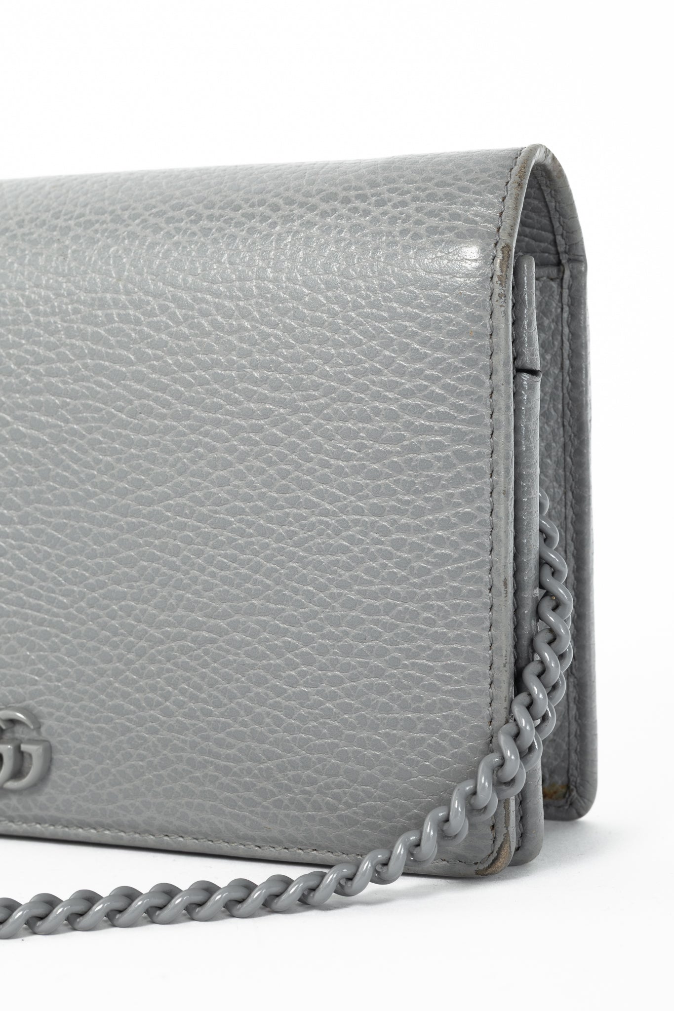 Gucci Marmont Grey Leather GG Wallet-on-Chain