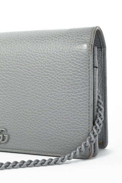 Gucci Marmont Grey Leather GG Wallet-on-Chain