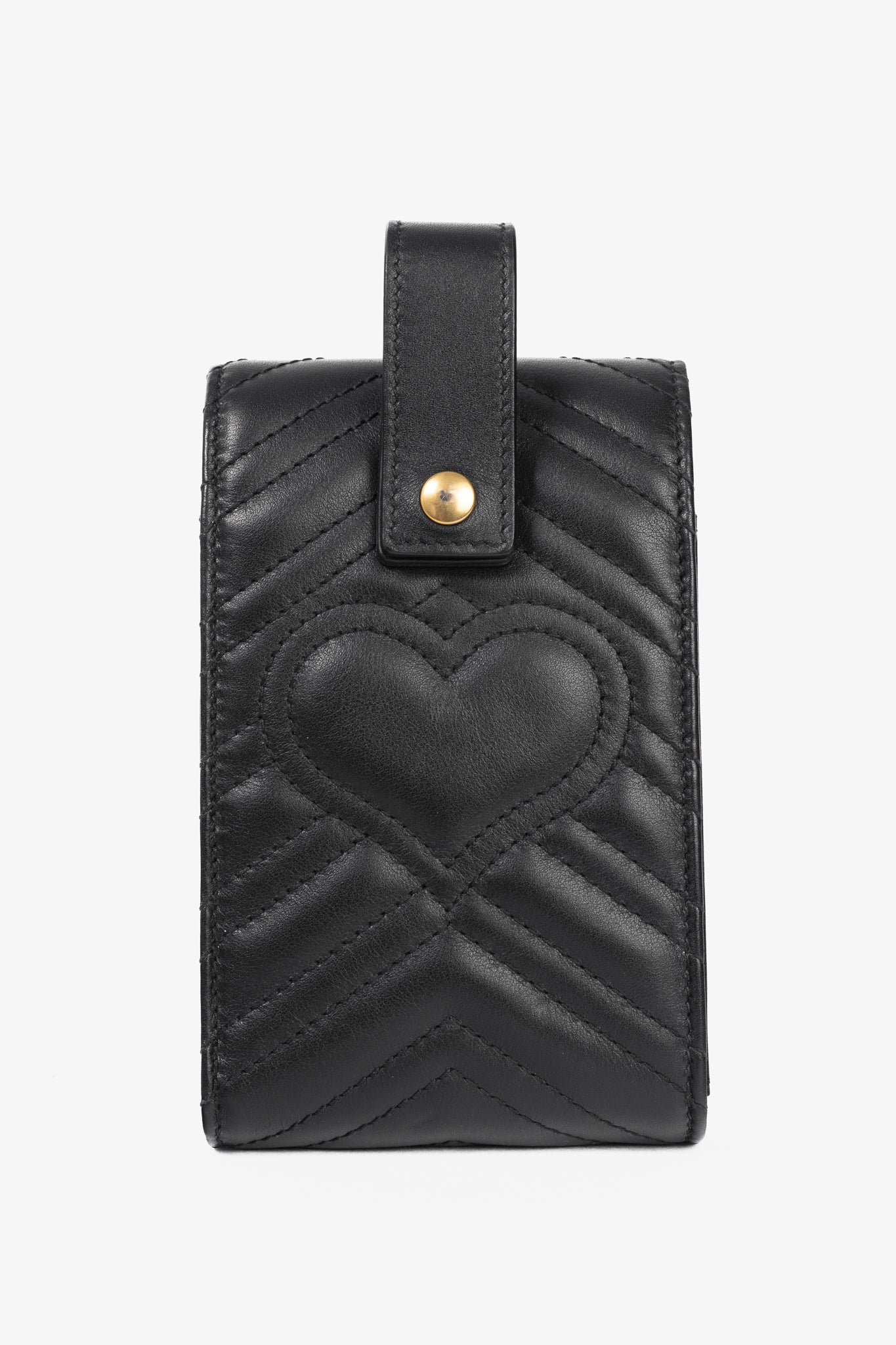 Gucci GG Marmont Black Quilted Leather Animal Studs Belt Pouch