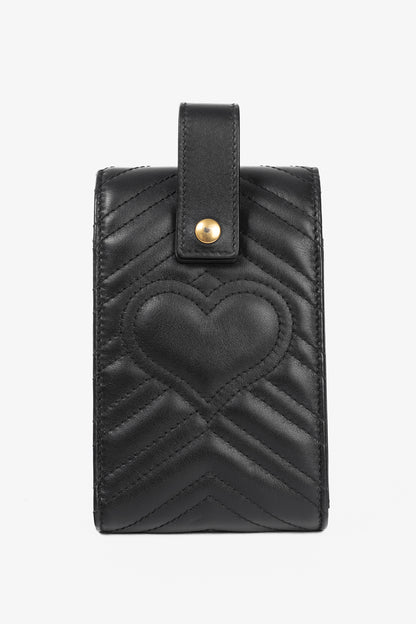 Gucci GG Marmont Black Quilted Leather Animal Studs Belt Pouch