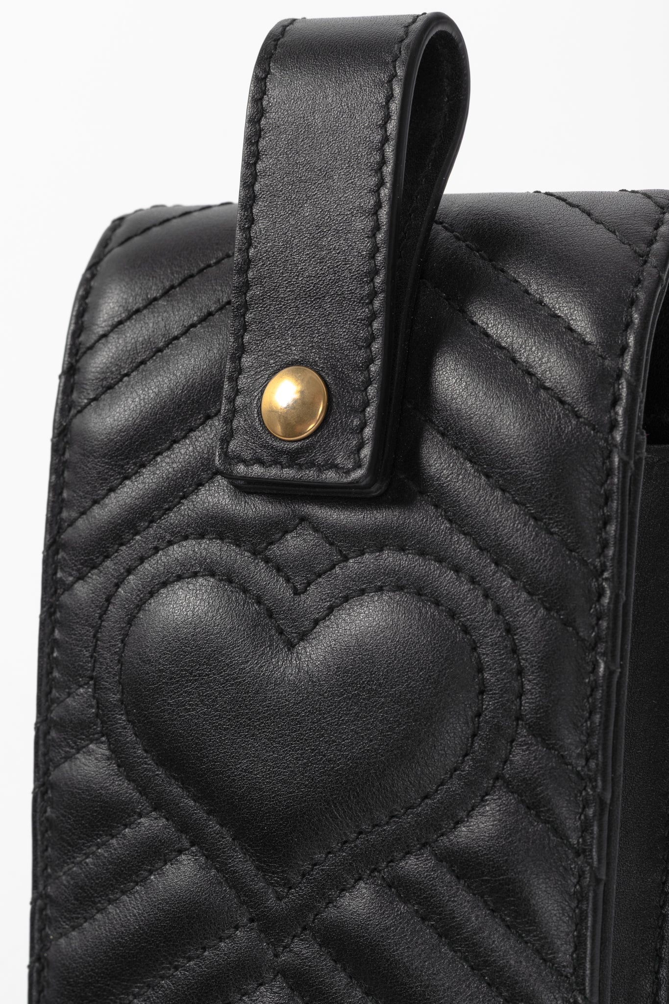Gucci GG Marmont Black Quilted Leather Animal Studs Belt Pouch