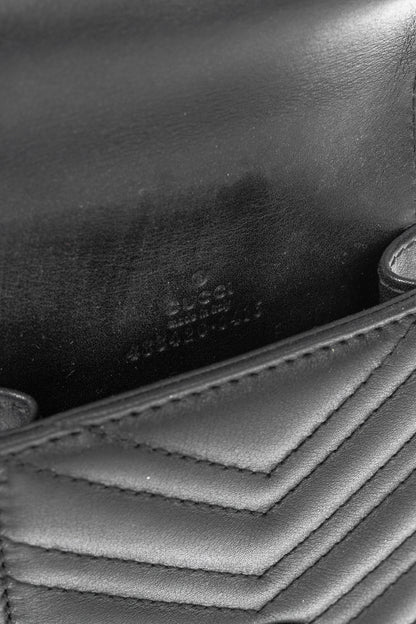 Gucci GG Marmont Black Quilted Leather Animal Studs Belt Pouch