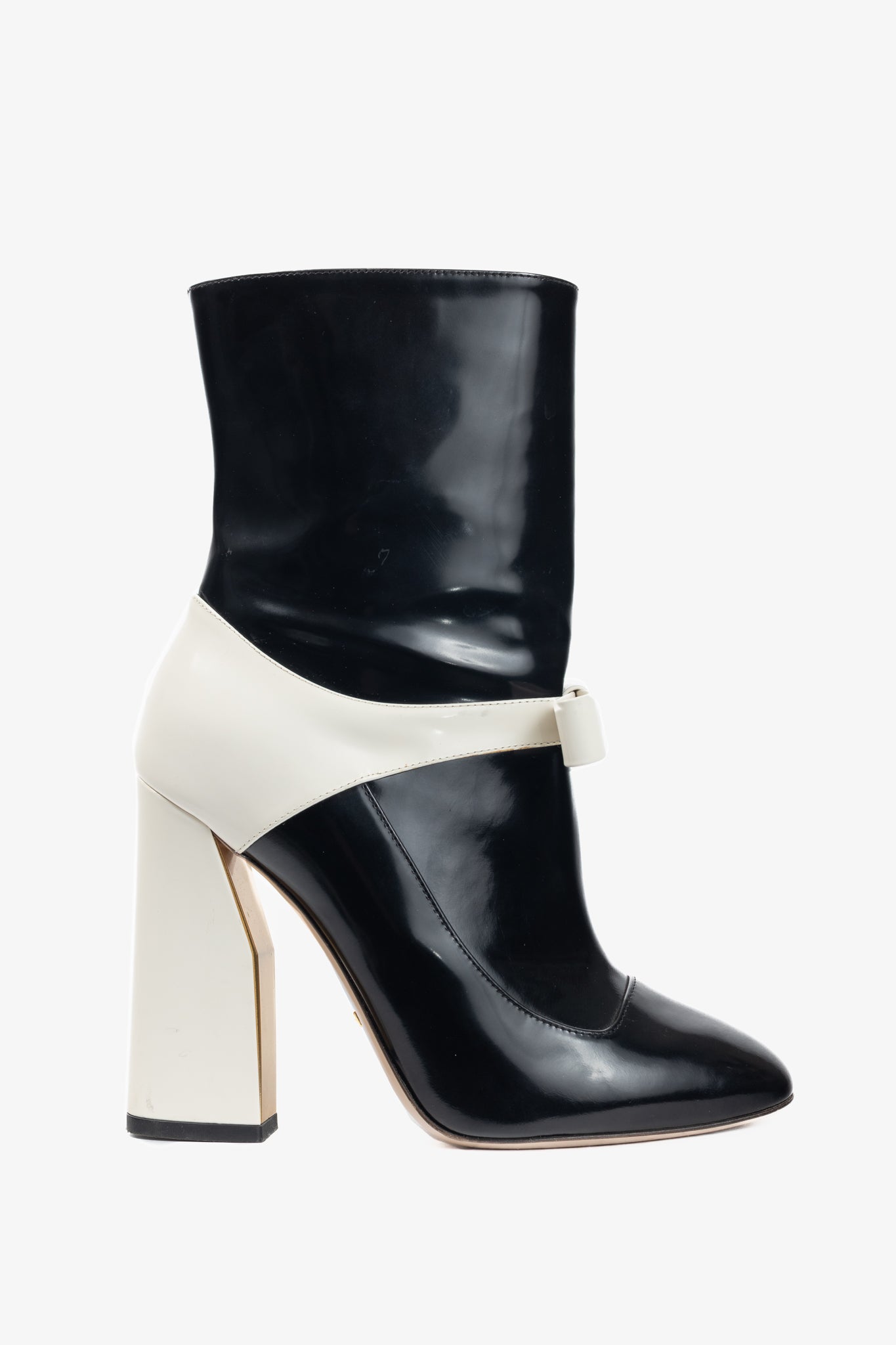 Gucci Nimue Black & White Colour-Block Midcalf Boots