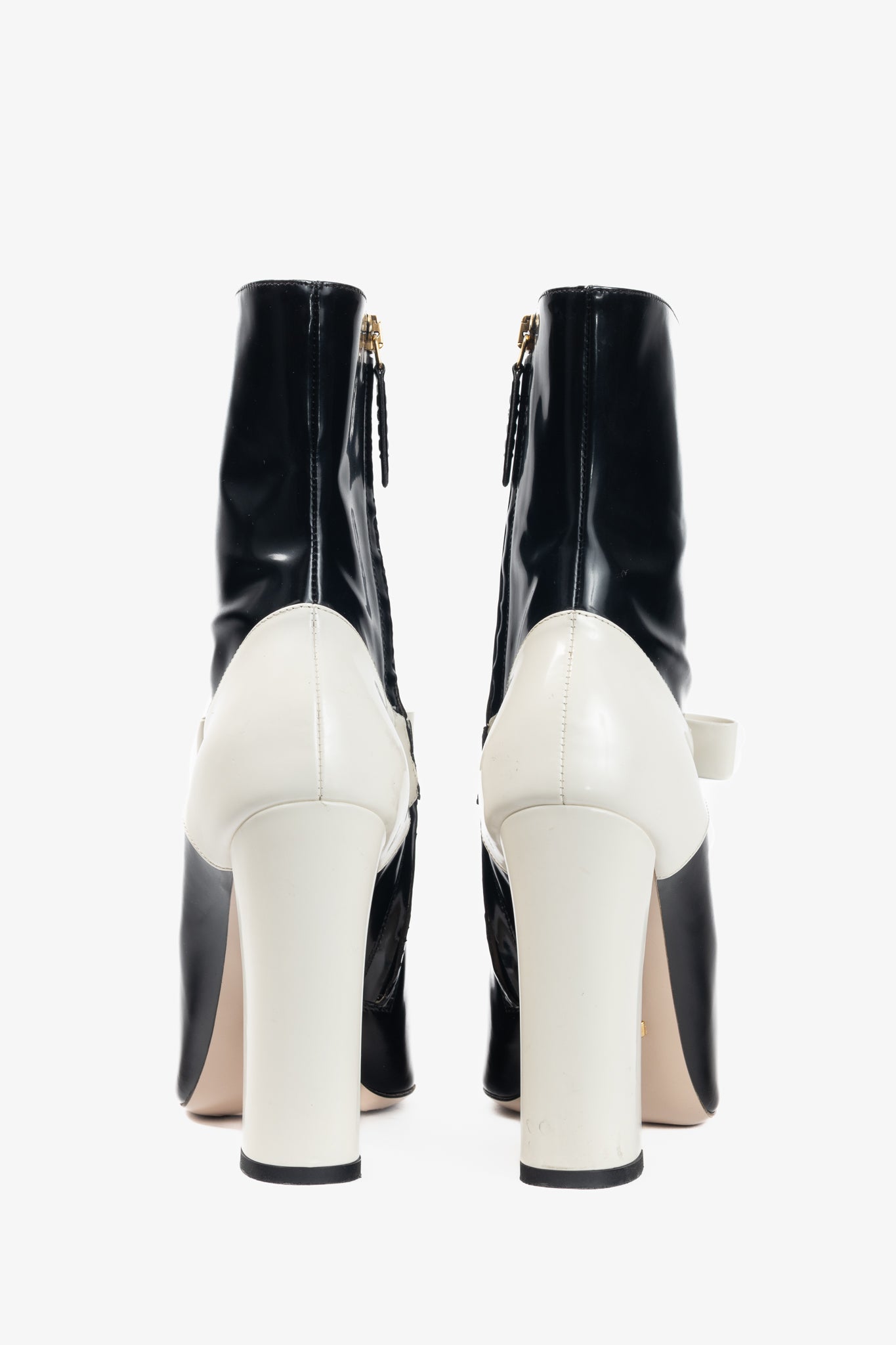 Gucci Nimue Black & White Colour-Block Midcalf Boots