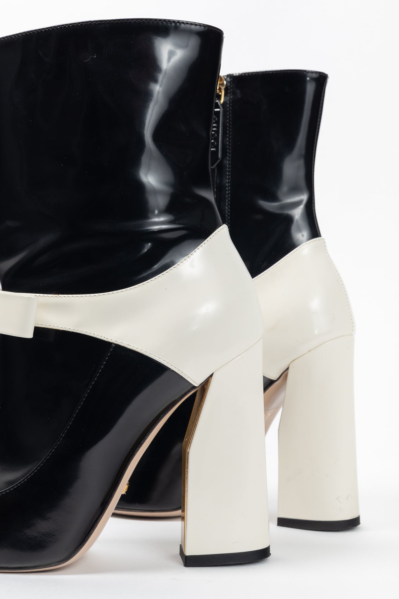 Gucci Nimue Black & White Colour-Block Midcalf Boots