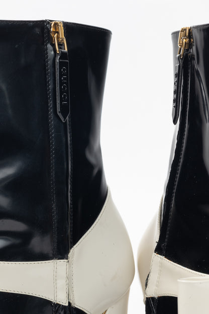 Gucci Nimue Black & White Colour-Block Midcalf Boots