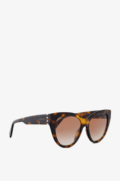 Gucci Web Plaque Tortoiseshell Cat-Eye Sunglasses