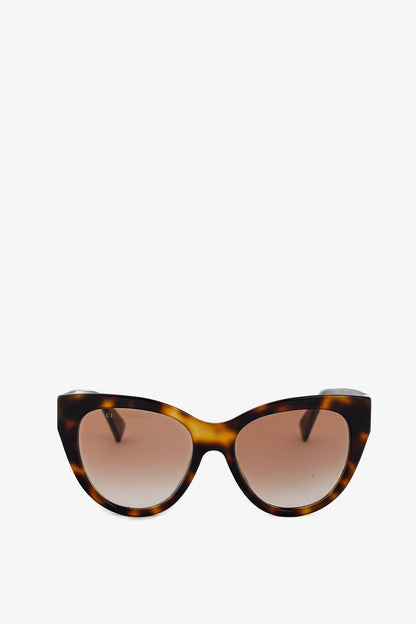Gucci Web Plaque Tortoiseshell Cat-Eye Sunglasses