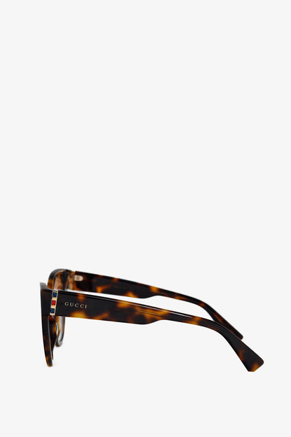 Gucci Web Plaque Tortoiseshell Cat-Eye Sunglasses