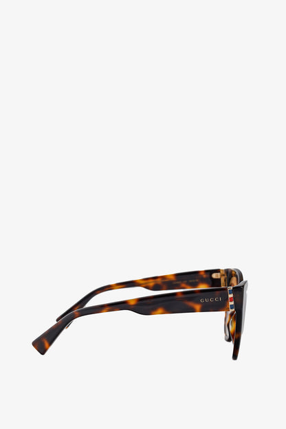 Gucci Web Plaque Tortoiseshell Cat-Eye Sunglasses