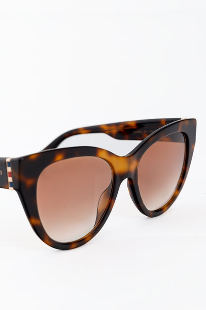 Gucci Web Plaque Tortoiseshell Cat-Eye Sunglasses