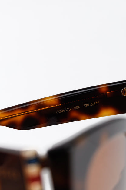 Gucci Web Plaque Tortoiseshell Cat-Eye Sunglasses