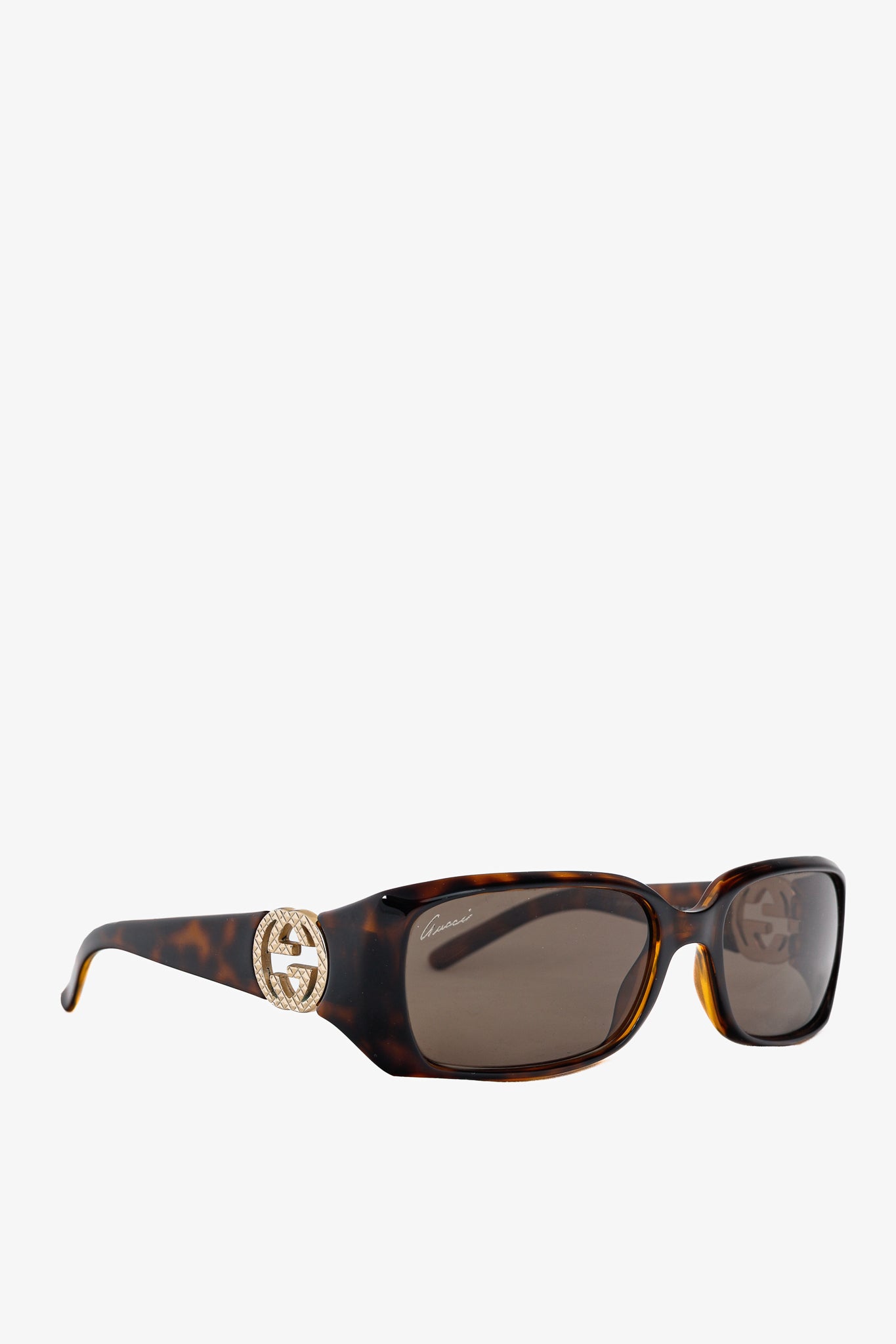 Gucci GG3504 Tortoiseshell GG-Hinge Rectangular Sunglasses