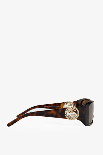 Gucci GG3504 Tortoiseshell GG-Hinge Rectangular Sunglasses
