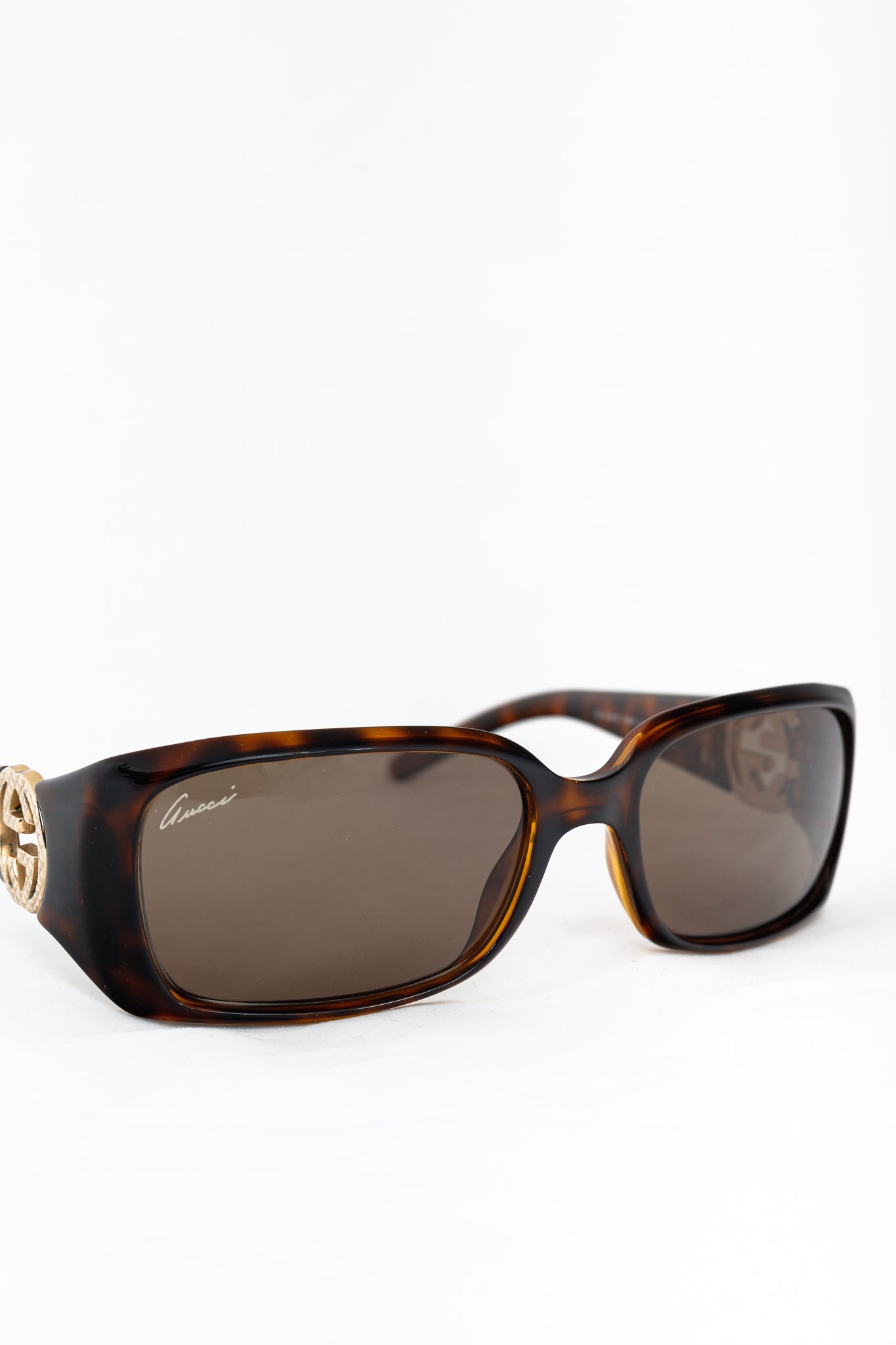 Gucci GG3504 Tortoiseshell GG-Hinge Rectangular Sunglasses