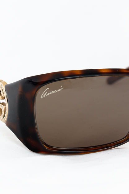 Gucci GG3504 Tortoiseshell GG-Hinge Rectangular Sunglasses