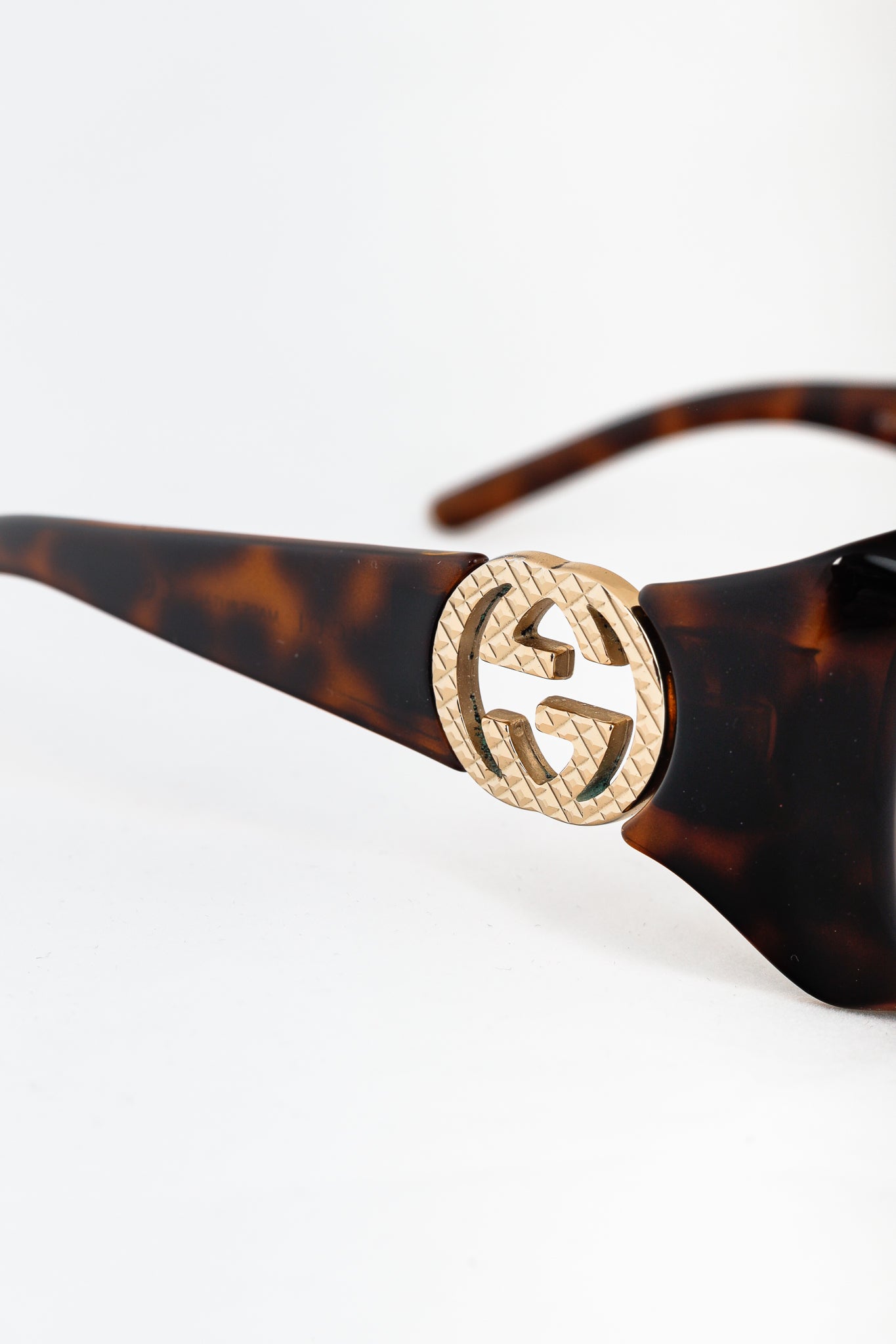 Gucci GG3504 Tortoiseshell GG-Hinge Rectangular Sunglasses