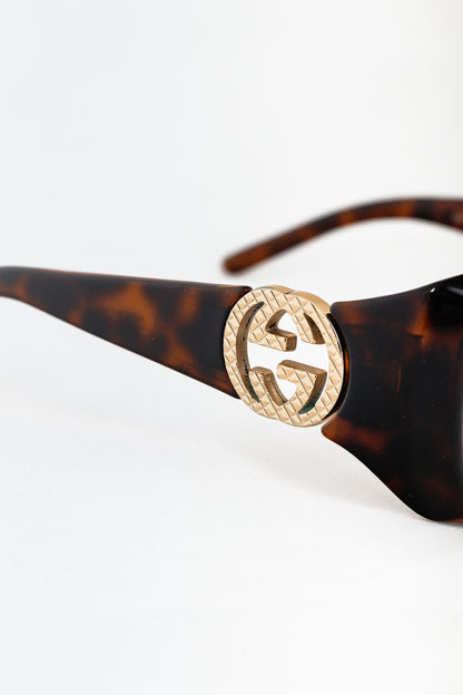 Gucci GG3504 Tortoiseshell GG-Hinge Rectangular Sunglasses