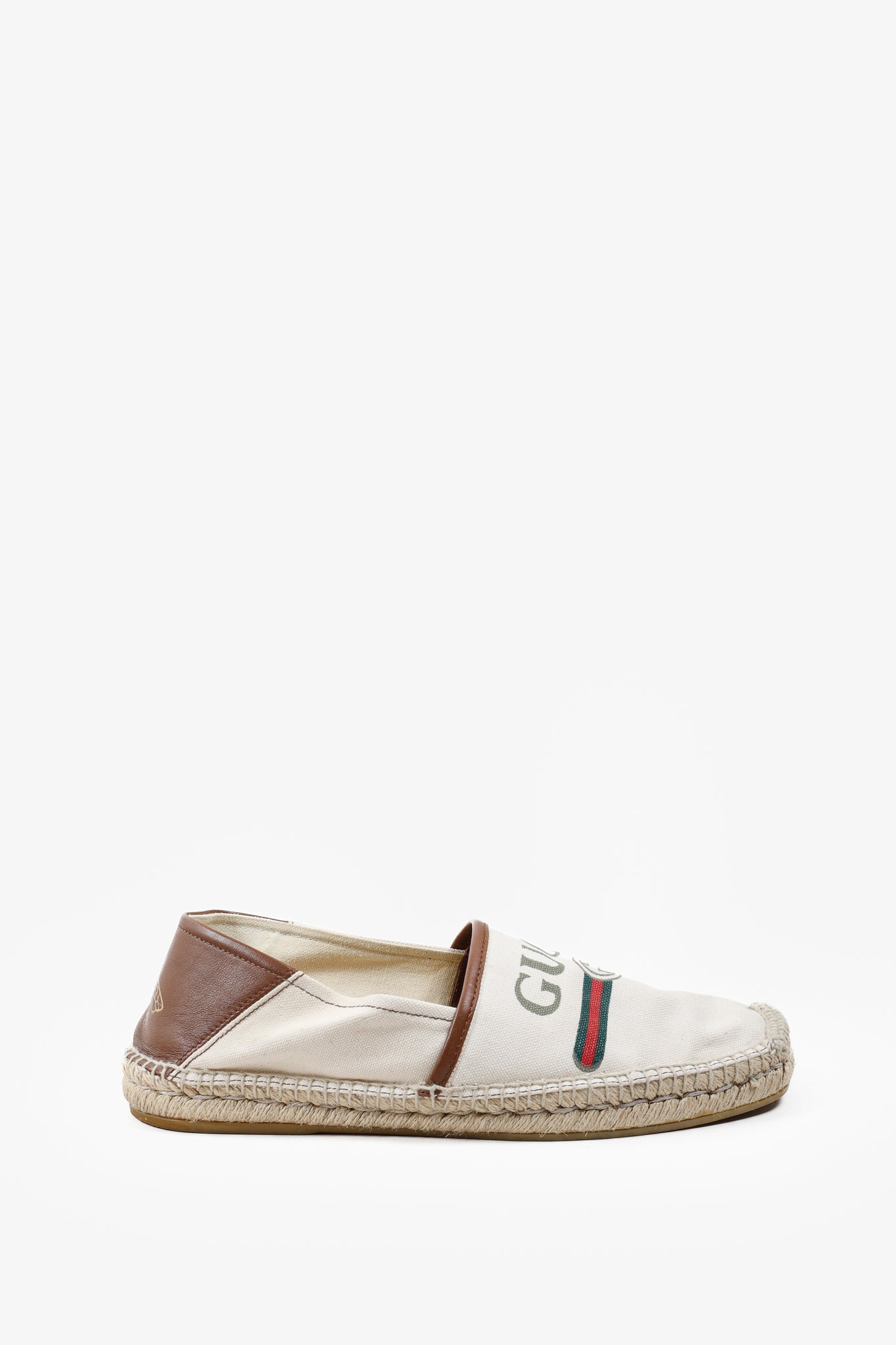 Gucci White Web Accent Canvas Espadrilles