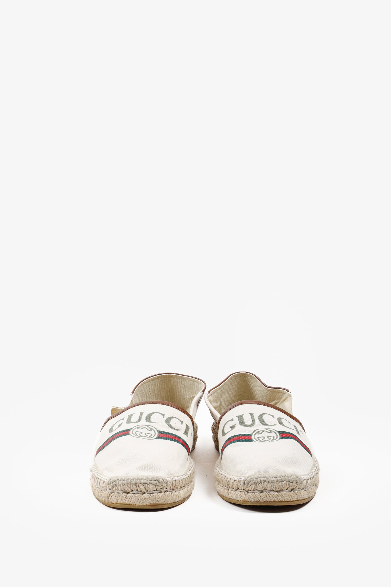 Gucci White Web Accent Canvas Espadrilles