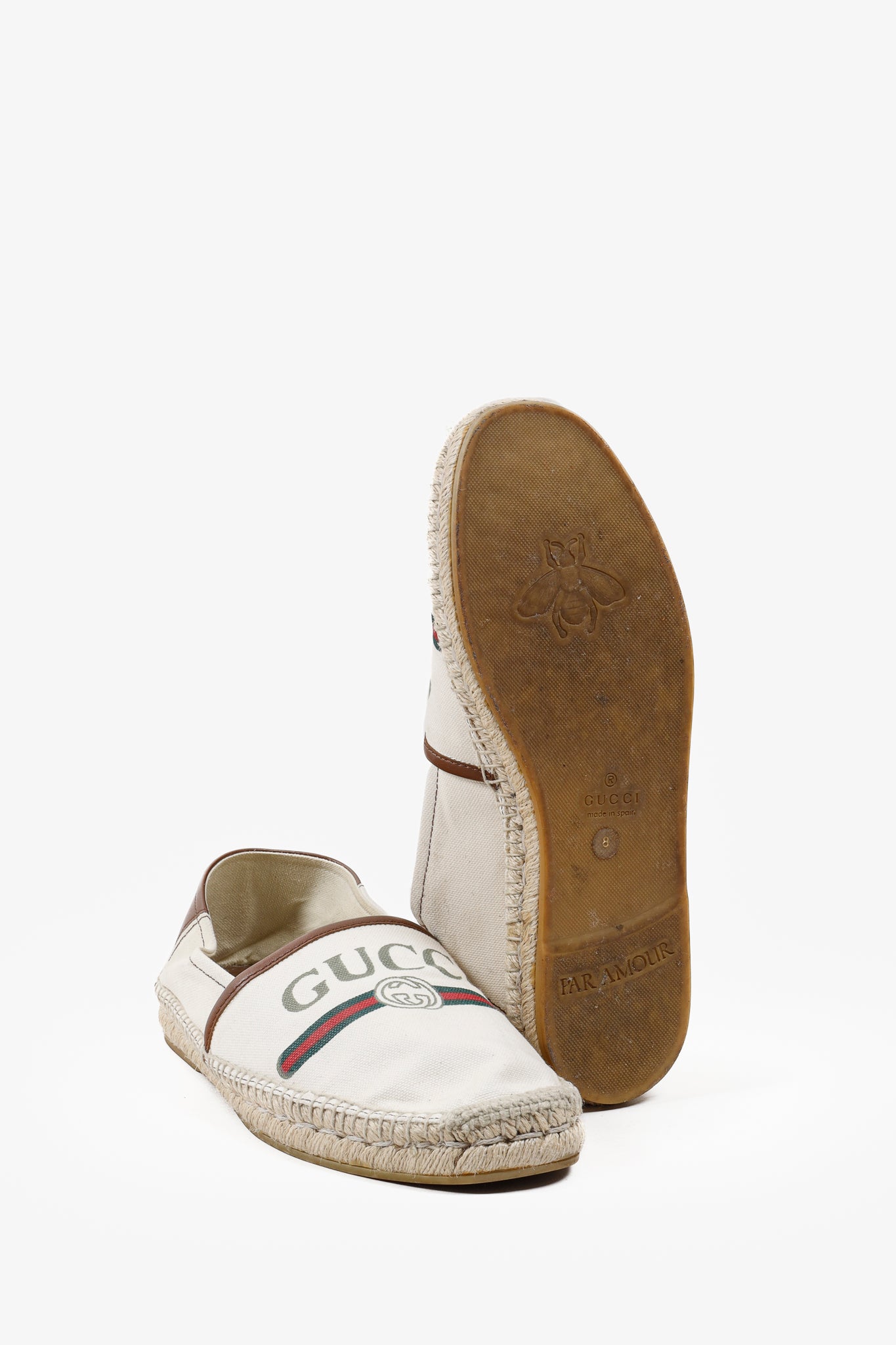 Gucci White Web Accent Canvas Espadrilles