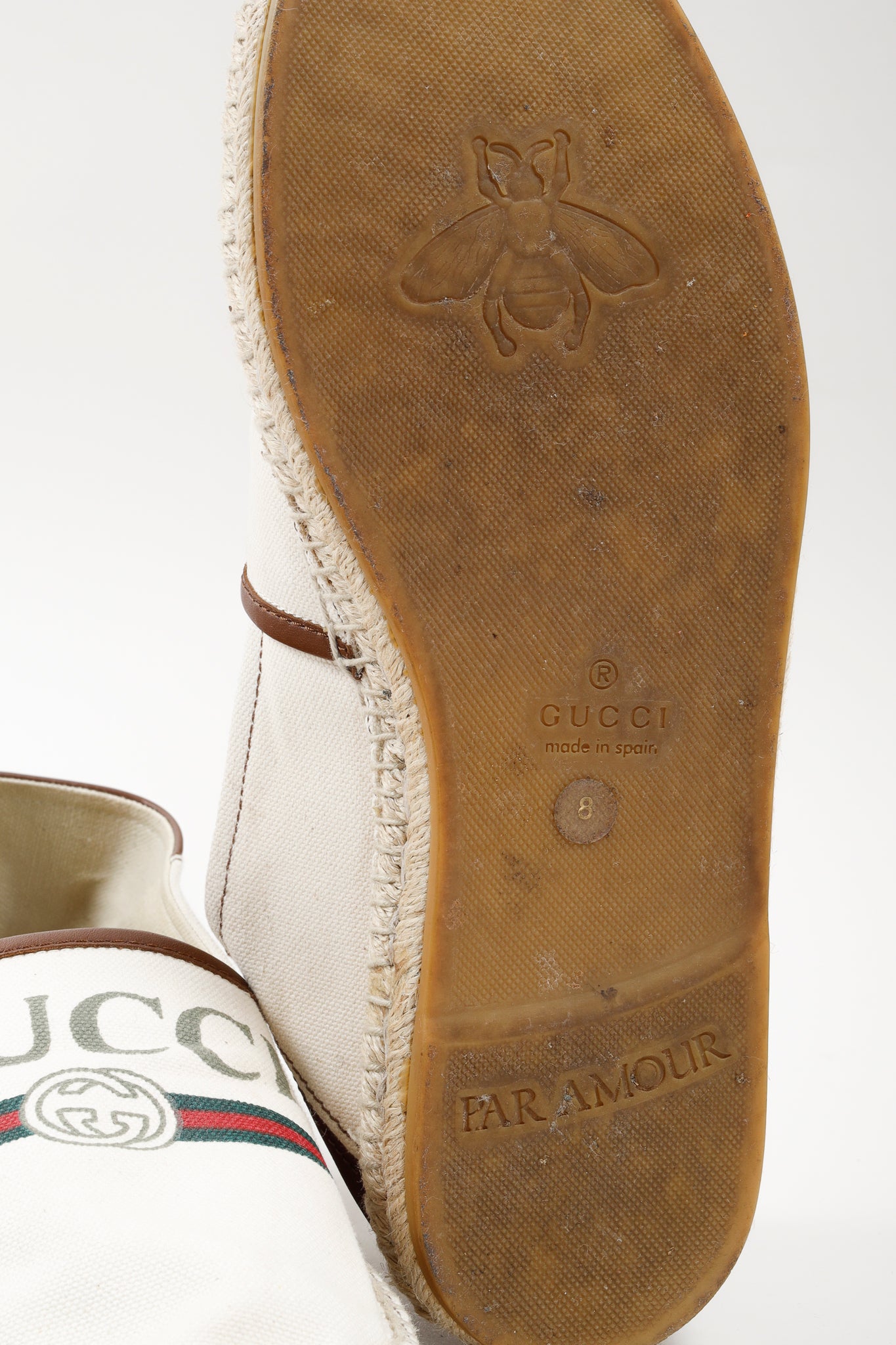 Gucci White Web Accent Canvas Espadrilles