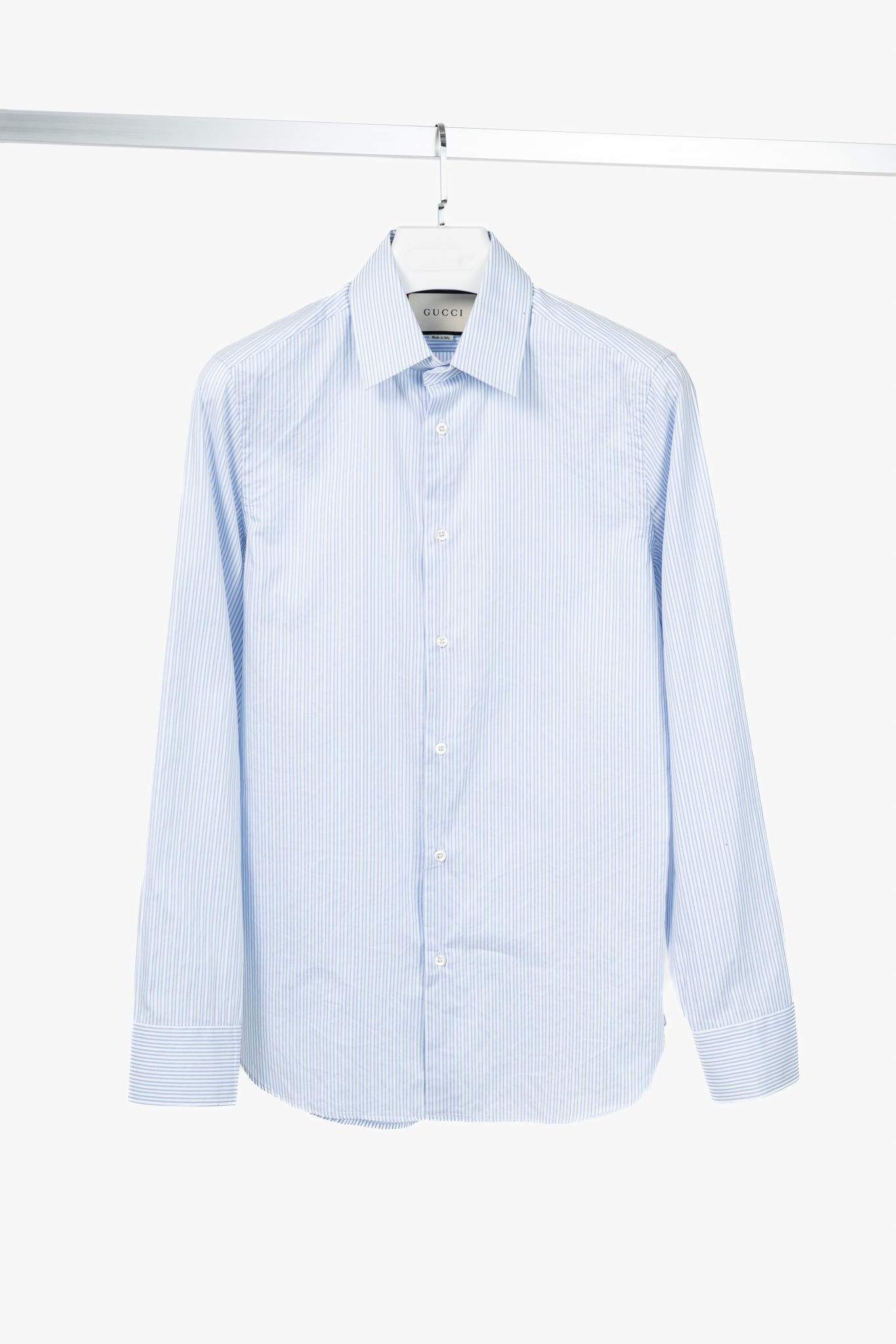Gucci Blue & White Striped Cotton-Poplin Buttoned Shirt