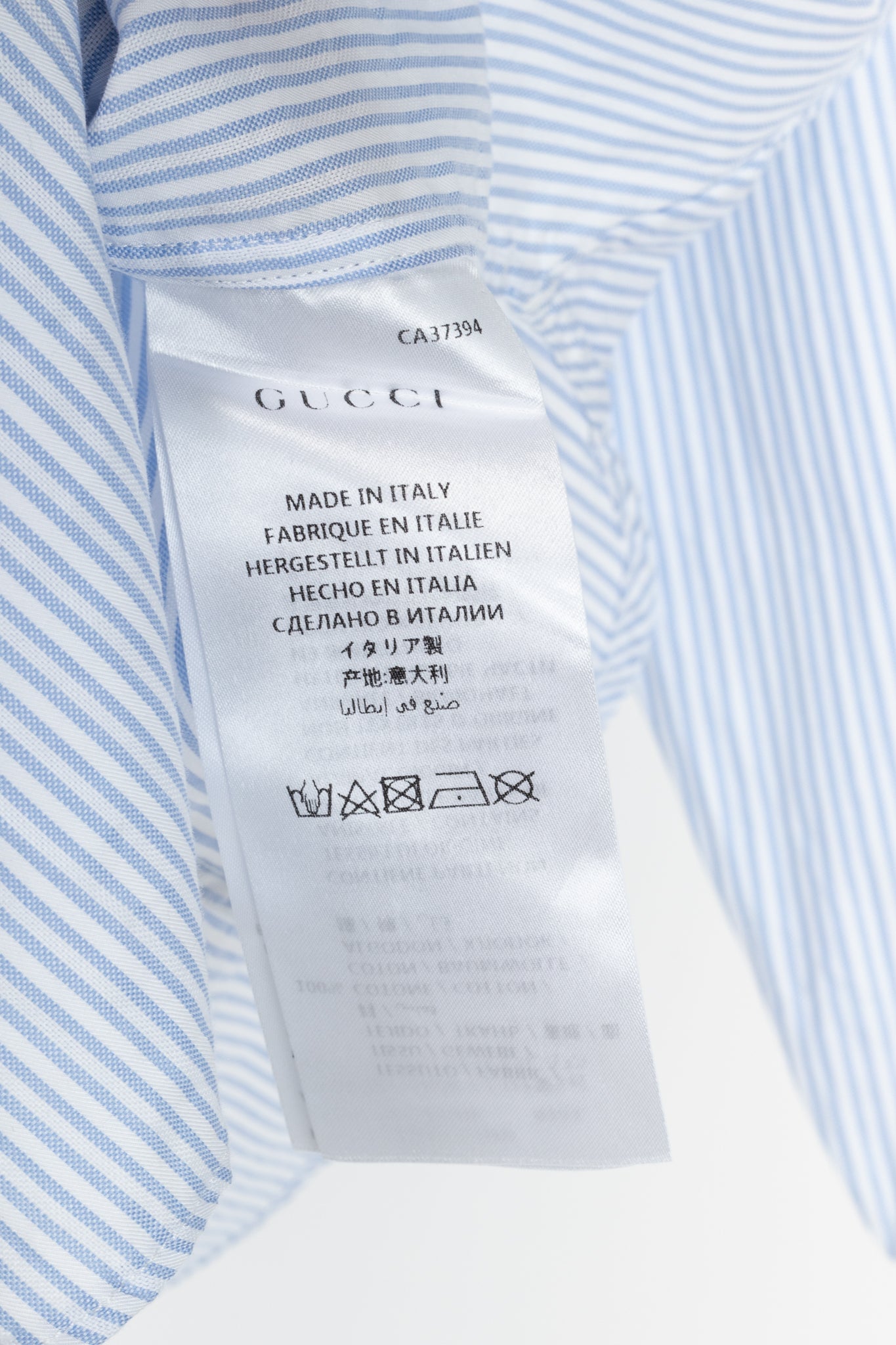 Gucci Blue & White Striped Cotton-Poplin Buttoned Shirt