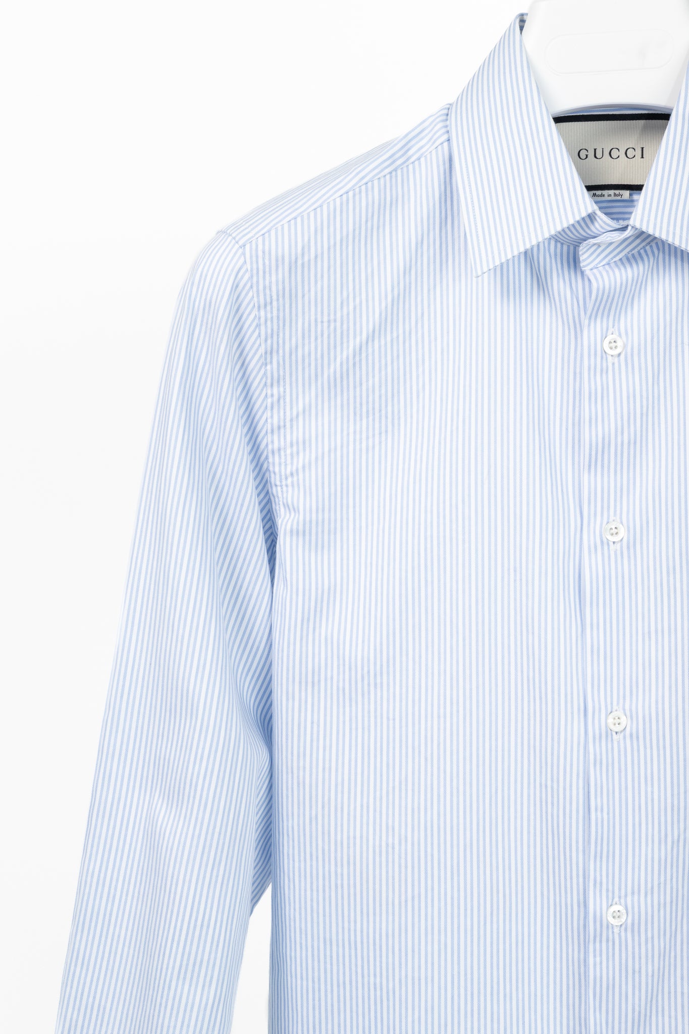 Gucci Blue & White Striped Cotton-Poplin Buttoned Shirt