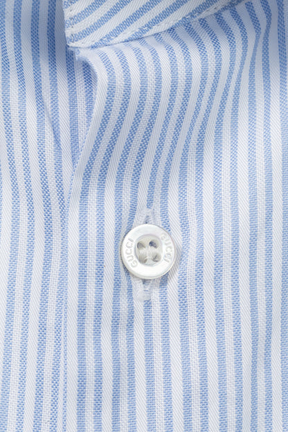 Gucci Blue & White Striped Cotton-Poplin Buttoned Shirt