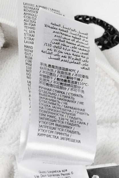 Gucci 1921 White Cotton French-Terry Crystal-Logo Sweatshirt
