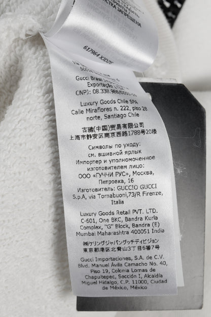 Gucci 1921 White Cotton French-Terry Crystal-Logo Sweatshirt