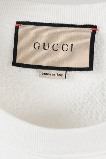 Gucci 1921 White Cotton French-Terry Crystal-Logo Sweatshirt